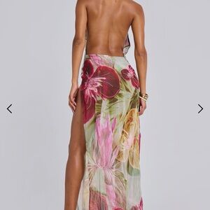 Jaded London Floral Backless Dress - Red and Green